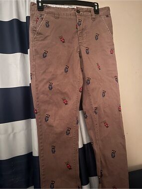 Printed Owl Khaki Chino Pants - Brown with Multicolor Bears